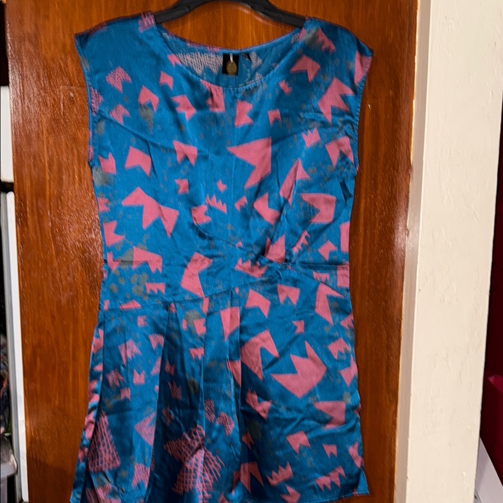Feral Childe of New York City Blue and Pink Geometric Dress